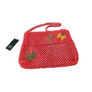 New Wild Fable Beaded Hand Bag‎ Butterfly details Pink